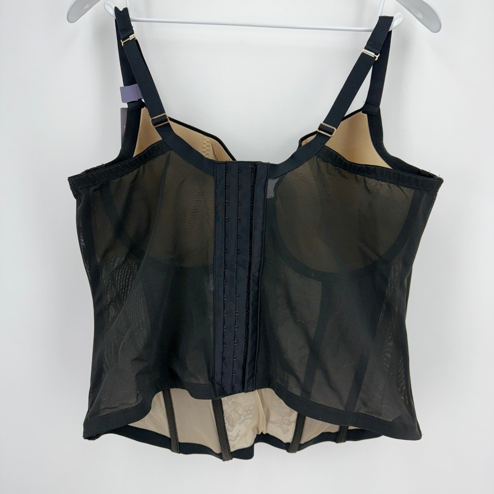 Cacique Black Lace Corset 42DD Underwire Sheer Dark Coquette Whimsigoth NEW - Picture 2 of 10